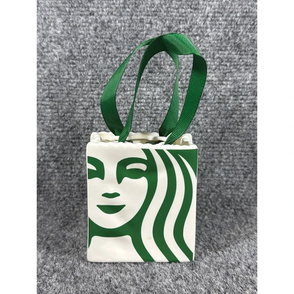 Starbucks 2019 Ceramic Shopping Bag Ornament Siren Logo Green White BVC 19